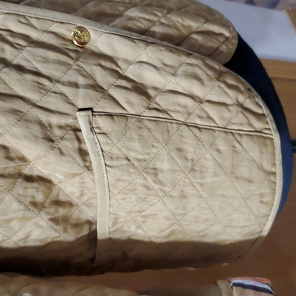 Burberry tan quilted cotton jacket coat nova check flip cuff and collar reverse - Picture 4 of 14